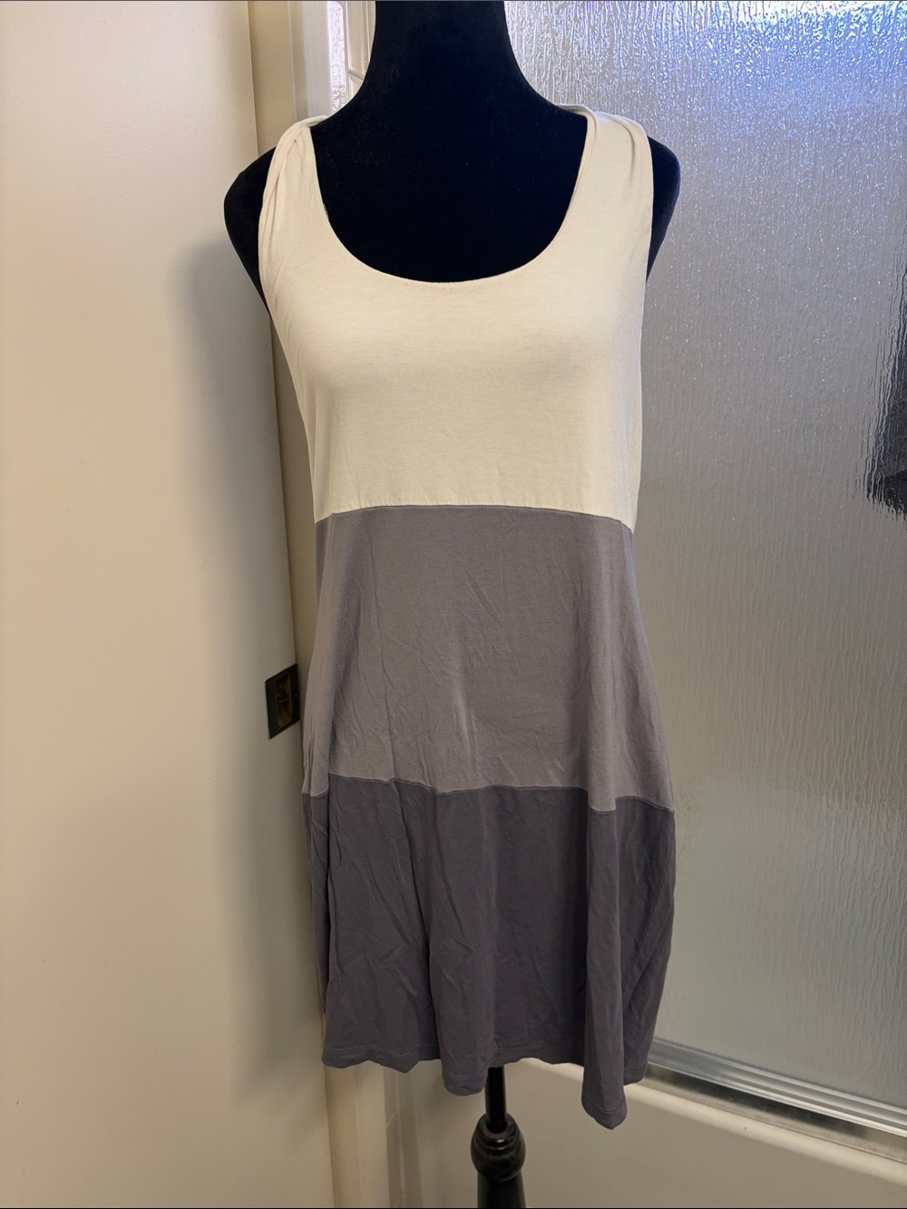 United Colors Of Benetton White and Gray Colorblock Tank Dress